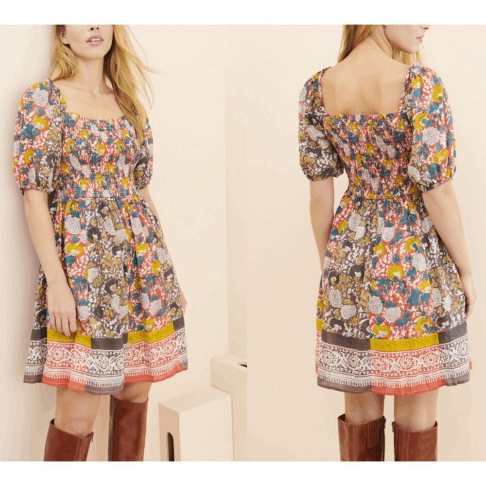 NEW! Velvet by Graham & Spencer Taria Dress Boho Smocked Mini Size Small